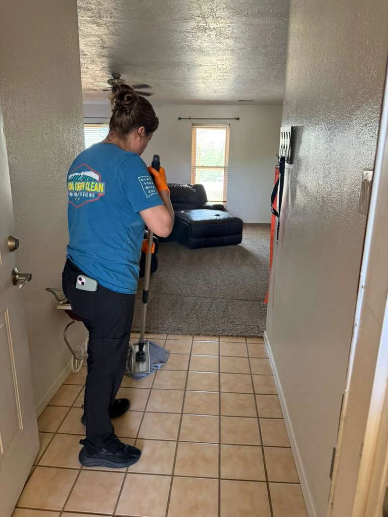 Sandia cleaner detailing baseboards in a New Mexico home